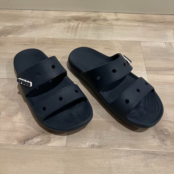 Navy Crocs classic slide sandals - Picture 1 of 4